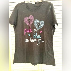 Black Short Sleeve Tee - Pink or Blue -We Love You